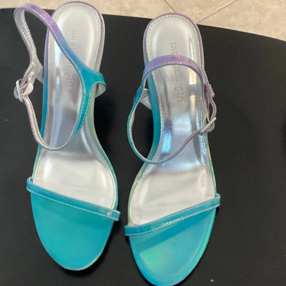 Madden Girl Iridescent Blue and Silver Heels - Picture 1 of 3